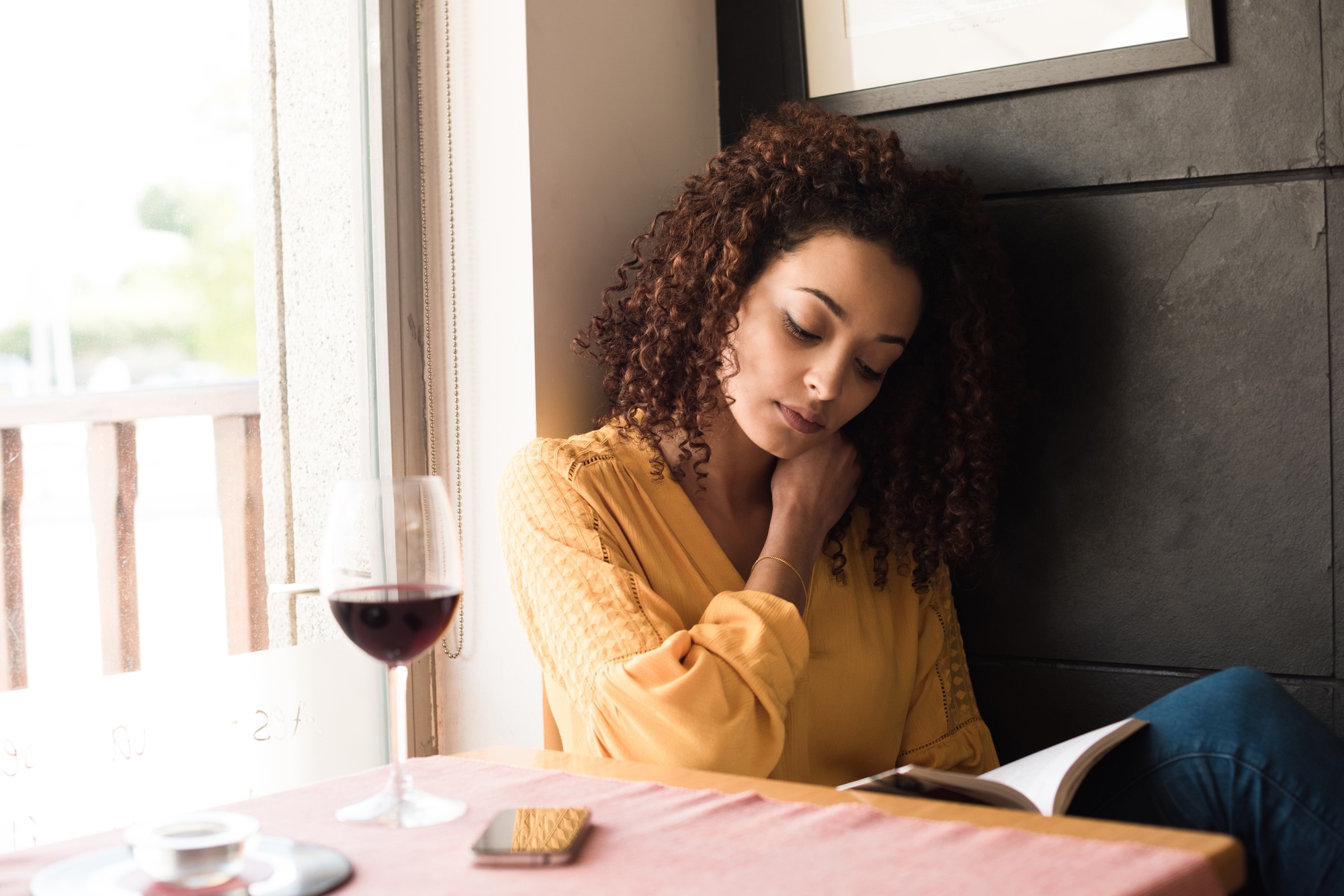 Woman reading book