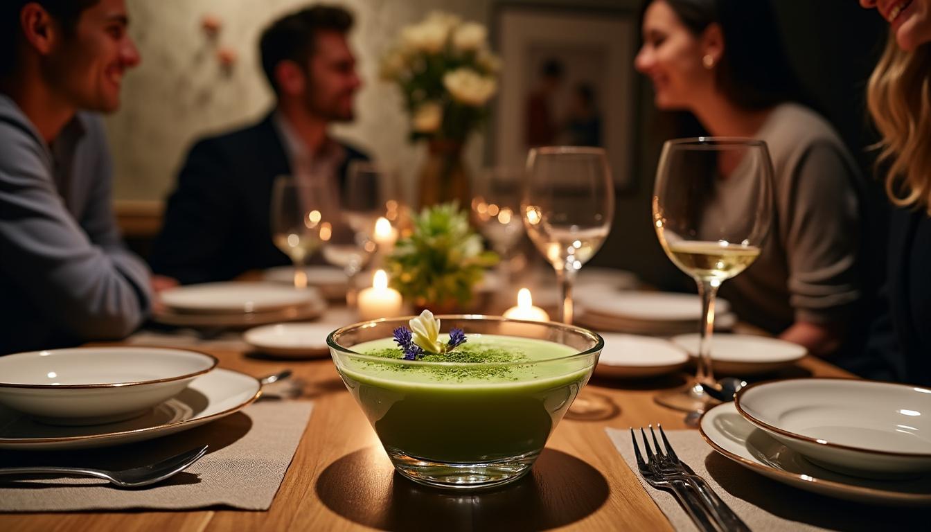 découvrez pourquoi la panna cotta au thé matcha est le dessert parfait pour impressionner vos convives. alliant l'onctuosité de la panna cotta à la délicatesse et aux bienfaits antioxydants du thé matcha, ce dessert saura séduire vos invités par son originalité et sa légèreté. parfait pour toutes les occasions, il allie esthétique et saveurs exquises.