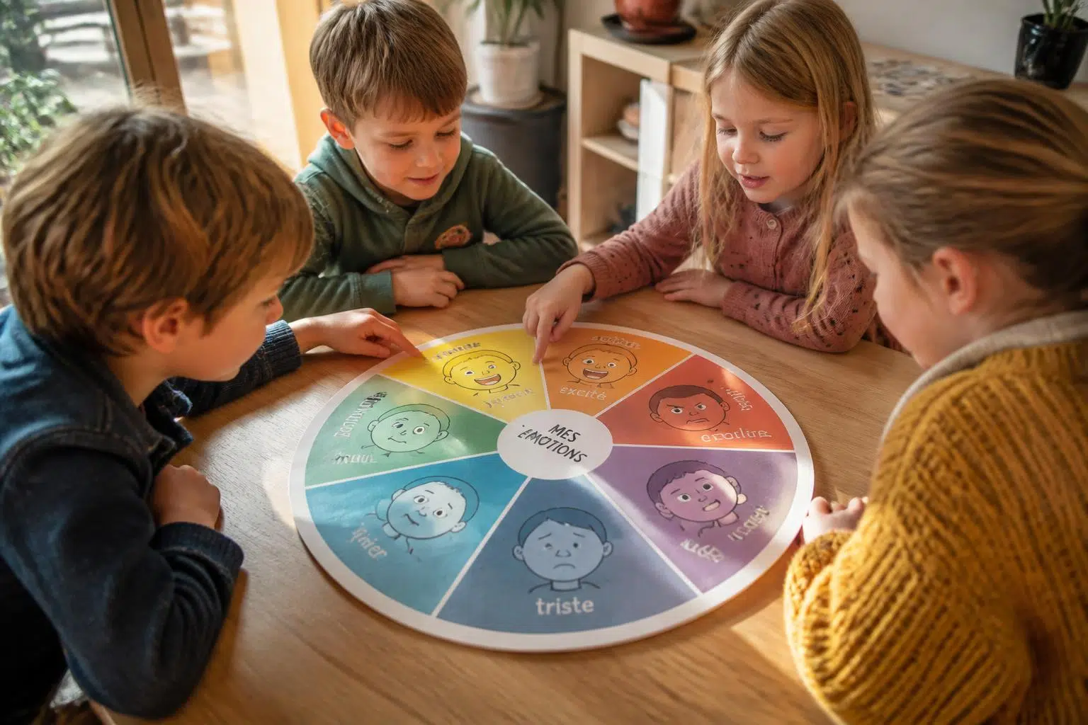 découvrez la roue des émotions gratuite, une méthode ludique et pédagogique pour aider les enfants à reconnaître et exprimer leurs sentiments facilement.